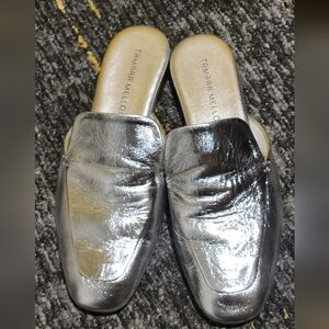 Tamara Mellon Metallic Silver Clogs